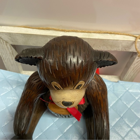 Vintage Solid Wood Jointed Teddy Bear Movable Arms Legs and Head Rare Christmas - Picture 13 of 13